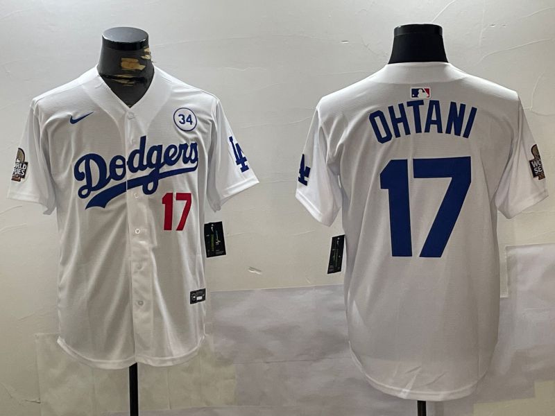 Men Los Angeles Dodgers 17 Ohtani White Game 2024 Nike MLB Jersey style 11202